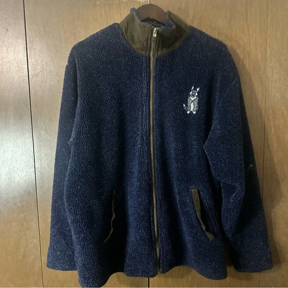 Vintage Marc Tetro Canada Tag Huskies Navy Fleece Wool Jacket Size XL - Picture 3 of 11